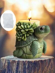 1 pieza Molde de silicona 3D de tortuga, material de silicona suave resistente de -40°C a 230°C, puede hacer velas aromáticas, decoraciones de resina de tortuga, macetas de suculentas de yeso, molde de animal lindo para decoración de habitación de niños, regalos de cumpleaños, manualidades padres e hijos