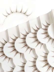 Rikuaild 6 Pairs Brown Cartoon Style False Eyelashes, Delicate & Soft, With Transparent Bands, Can Extend Lashes - Spiky Manga Lashes - View 5