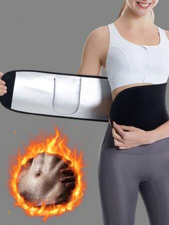 1 件银离子腹部瘦身带，带手机口袋，女士桑拿汗带，腹部塑身器，腰带