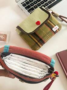 1 件大容量便携式化妆品杂物网格收纳袋，糖果系列迷你卫生巾收纳袋，多功能便携式收纳袋