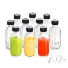 4 Oz Small Clear Glass Bottles With Lid, 120ml Boston Sample Bottles, Mini Travel Essential Or Decorative Bottles For Potion, Juice, Wellness, Ginger Shots, Water Bottle, For Outdoor, Camping