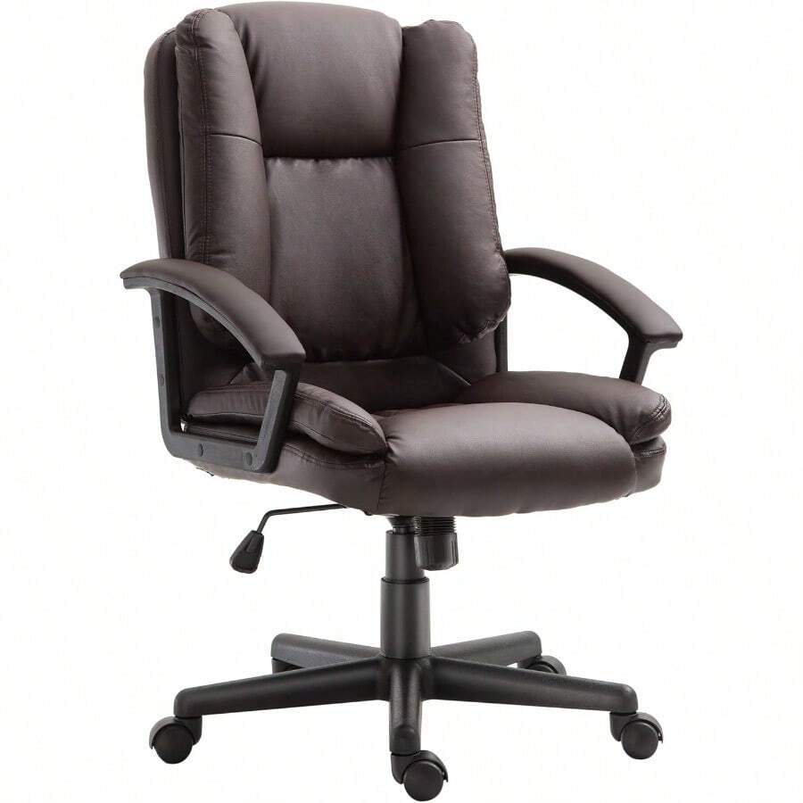 Office Chair, Computer Desk Chair, Mid Back Executive Chair With Adjustable Height And Swivel Rolling Wheels For Home Study, Brown - Brown - View 1
