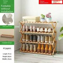 4-Tier Solid Wood Foldable Shoe Rack - Minimalist Home Entryway Organizer For Apartment/College Dorm, No Tools Needed, Durable Collapsible Footwear Storage Cabinet (Holds 10 Pairs) - Brown - View 15