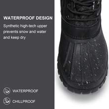 CAMEL CROWN Snow Boots For Women - Waterproof Booties With Warm Fur Lined Lace-Up Shoes For Winter Outdoor - Black - View 5