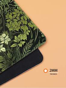 1pc Green Floral Pattern Rubber Anti-Slip Computer Laptop Office Gaming Mouse Pad