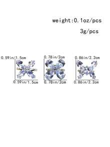 3pcs New Zirconia Inlaid Rings Fashionable Elegant Butterfly, Clover, Flower Design Toe Rings, Women Daily & Beach Accessory, Summer - Silver - View 4