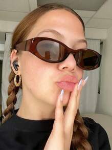 2pcs Oval Small Frame Fashion Glasses For Women, Casual & Resort For Summer Beach Vacation, Outdoor, Travel