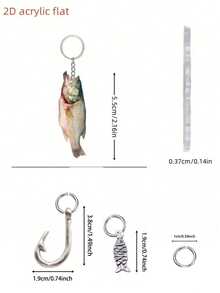 Acrylic Realistic Fish Theme Keychain, With Fish Hook, Small Fish Pendant, Many Different Kinds Of Fish, Perfect Gift For Fishing Enthusiasts, Suitable For Husband, Children, Elders, Suitable For Thanksgiving, Christmas And Halloween, Personalized Backpack Pendant, Unique Backpack Decoration, Accessories Decoration, Car Key Pendant - Multicolor - View 10