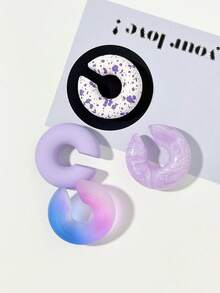 4 件套简约亚克力彩色糖果 C 形夹式耳环，适合女性日常佩戴 - style3 - 查看 9