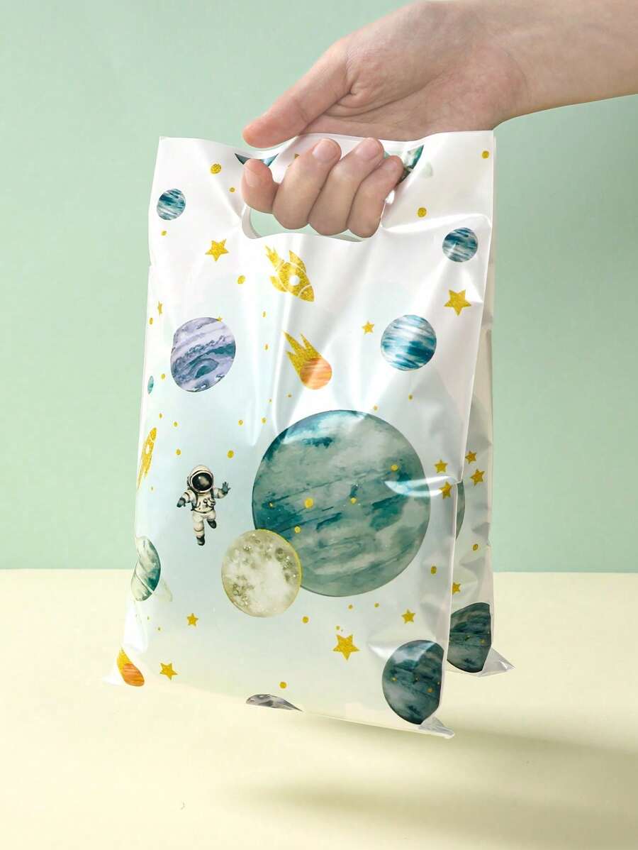 10/25/50pcs Space Planet Pattern Gift Bags, Space Planet Theme Wedding Birthday Babe Shower Party Family Friend Holiday Party Decoration Supplies, Party Thank You Gift Bags, Multi-Purpose Gift Wrapping Supplies