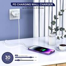 FCV 1-2 Packs 20W PD USB C Wall Fast Charger Adapter With 3FT/6FT Type C To Lightning Cable Compatible With IPhone 14 13 12 11 Pro Max XR XS X SE [DOESN'T WORK WITH I Phone 15/16]
