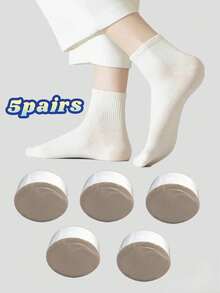 5/10 Pairs Disposable Compressed Mid-Calf Socks, Unisex Hygienic No-Wash Socks For Travel (White, Black, Grey) - Multicolor - View 10