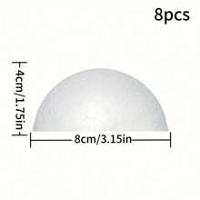 2pcs-8pcs White Solid Polystyrene Foam Hemisphere, Suitable For DIY Craft Projects, Art, Crafts, Family, Party Decoration, Stage Production, DIY Painting, Christmas, Halloween, New Year, Birthday Home Decoration, Etc