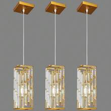 YQYYFC Gold Pendant Lighting Modern Pendant Light, Mini Crystal Chandeliers,Adjustable Pendant Light Fixture For Kitchen Island Dinning Room Bedroom (3 Pack) - 金色 - 查看 3