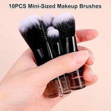 Conjunto de 10 Pincéis de Maquiagem Multifuncionais Clássicos Pretos, Mini Kit de Viagem com Pincéis de Maquiagem, Conjunto Portátil de Pincéis de Maquiagem, Essenciais para uma Aplicação de Maquiagem Impecável, Conjunto de Pincéis, Kit de Pincéis de Maquiagem, Conjunto de Maquiagem Completo, Conjunto de Pincéis de Maquiagem, Kit de Maquiagem Completo, Kit de Pincéis, Conjunto de Pincéis de Maquiagem, Conjunto de Presente de Maquiagem