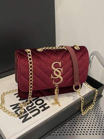 Borsa casual da donna in stile coreano con motivo romboidale goffrato e lettera, nuova borsa a tracolla semplice e alla moda Ins 2024