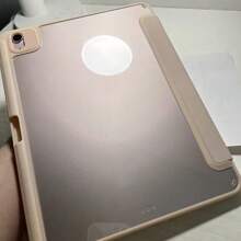 1 件优雅纯粉色亚克力透明水晶后盖保护套，防震，支持睡眠/唤醒，兼容 iPad 等平板电脑