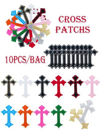 10pcs Cross Design Iron-on Patch