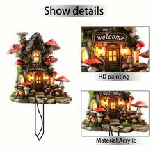 1 件透明亚克力蘑菇屋花园桩，适用于户外、草坪、花盆和庭院装饰、花园配件、花园桩，让您的花园更加生动，太阳能供电，无需电力 - A - 查看 9