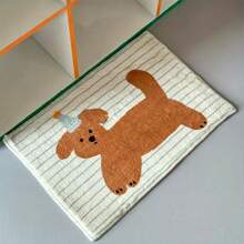 1 Pc Cartoon Dog Striped Bath Mat, Non-Slip Absorbent Flannel Rug, Machine Washable Polyester Blend, Rectangular Bathroom Floor Mat, Bedroom Bedside Rug, Living Room Area Rug, Home Decoration Rug Carpet Rugs Door Mat Room Decor Carpet For Living Room Kitchen Rug Bedroom Decor Blankets And Throws Rugs For Bed Room Bathroom Decor Room Decoration Stuff Living Room Decor Office Decor House Decor Home Decor Living Room Bathroom Rug Room Decor Aesthetic