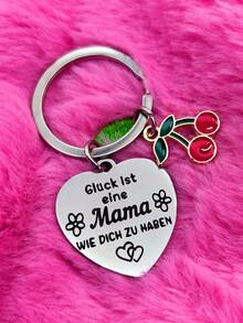 1pc Mother's Day Quote Keychain With Adorable Cherry Accessories, Warm Gift For Mother - Steel - View 3