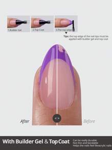 Juego de 150 piezas de puntas de uñas de gel para manicura francesa en forma cuadrada corta de color morado, 15 tallas, pegatinas de gel suave para uñas, extensión de uñas acrílicas, DIY, ideal para mujeres, accesorios para uñas