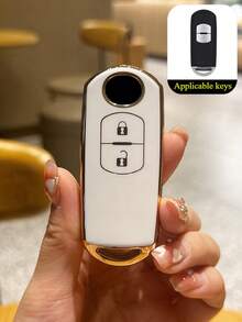 Capa protetora de TPU para chave remota, acessório automotivo moderno e elegante, ideal para entusiastas de carros. Compatível com os modelos: 2, 3, 6, Atenza, Axela, Demio, CX-5, CX-3, CX-7 e CX-9. - Série Silver Edge - Concha Única - Ver 10