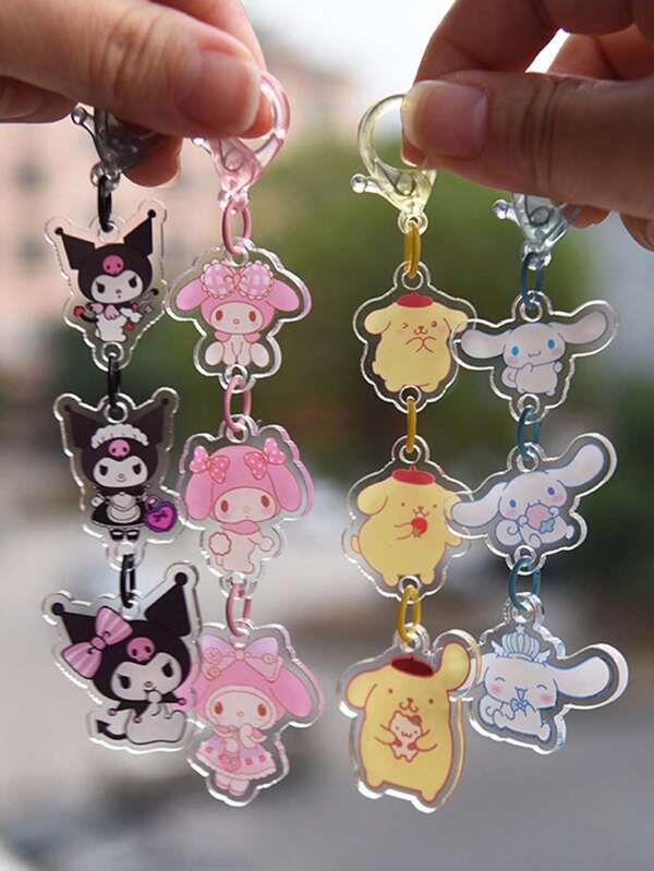 Sanrio 1pc Sanrio Acrylic Jelly Transparent Keychain, Cute Cartoon KT Cat Pendant Bag Charm, Lovely Small Gift