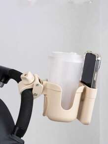 One Stroller Cup Holder And Mobile Phone Holder, Multi-Functional Stroller Accessory With Bottle And Mobile Phone Holder, Adjustable Clamp For Children 0-6 Years Old - Easy To Install