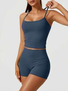 NcmRyu Conjunto de yoga y deporte para mujer NcmRyu con espalda con tirantes, sensación naked a prueba de sentadillas, secado rápido, para primavera/verano