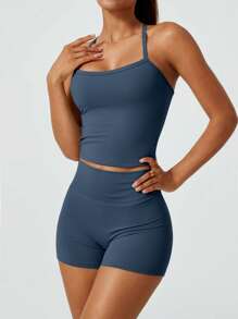 NcmRyu Conjunto de yoga y deporte para mujer NcmRyu con espalda con tirantes, sensación naked a prueba de sentadillas, secado rápido, para primavera/verano