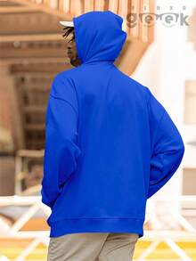 Plain Sweatshirt With No Print And Hood  2042 - 寶藍色 - 查看 5