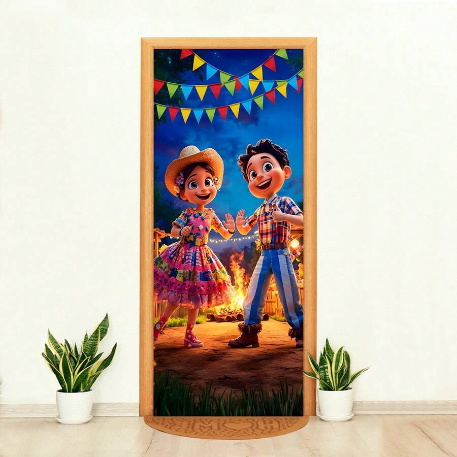Felicita Decorative Door Cover 3D Sublimated Fabric Party 0.85x2.10 Junino - CP-350 - 查看 1