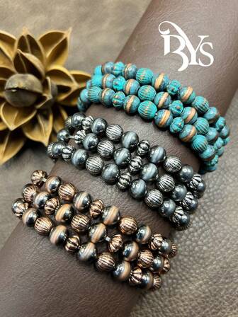 1 Set di Braccialetti Vintage in Stile Western con Perle Finte CCB, a Strati 3/2/1 Fili, per Donne e Ragazze, Accessori da Festa, Gioielli, Regalo per Famiglia/Amici/Te Stesso