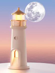 1Pc Moonlight Lighthouse Projectielamp, Sfeer Nachtlampje, Bluetooth Speaker Creatieve Muziek Afstandsbediening Menselijke Sensor Ornament Kleine Tafellamp, Verstelbare Volume Luidspreker, Woondecoratie, Slaapkamerdecoratie, Cadeau