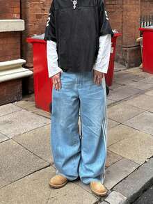 GlobeSwift 条纹牛仔裤，复古街头风格