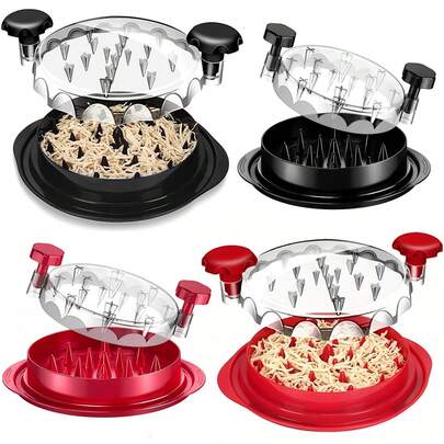 1Set Chicken Shredder, Halloween Gift Chicken Breast Shredder Tool Twist, Transparent Lid, Large Meat Shredder Machine - Ergonomic Handle, Dishwasher , Anti-Slip, Cleaning Brush,Heat Resistant Gift For Christmas Thanksgiving