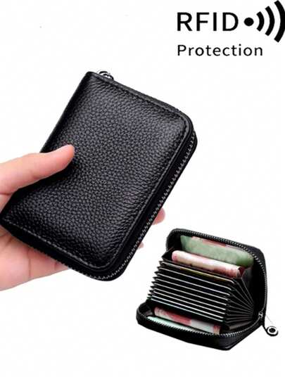 11-18卡名片夹钱包多卡位零钱包多卡位卡片收纳盒男女通用，适用于日常购物、学校旅行收纳信用卡RFID屏蔽（黑色）