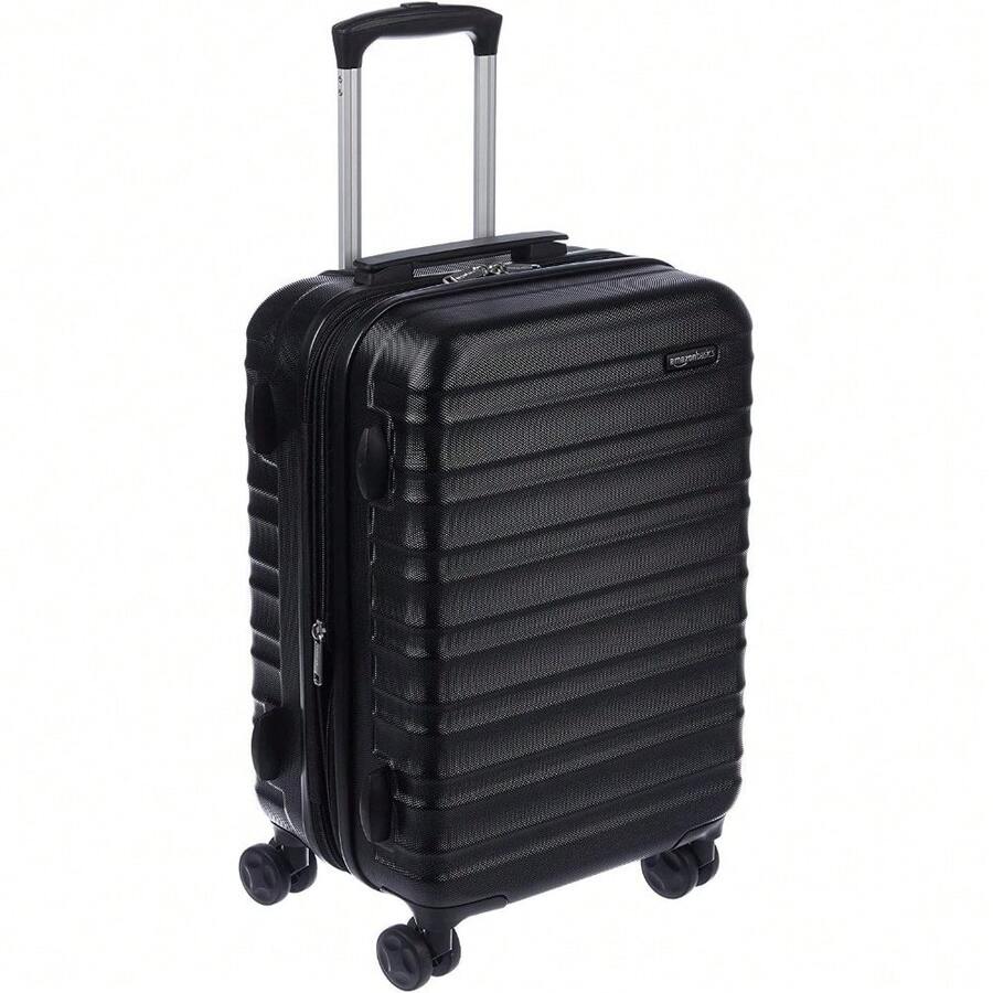 Basics Hardside Luggage ABS Hard-Shell Spinner/Suitcase With 4 Wheels, 78 Cm, Black - Black - View 1