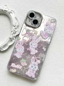 Premium Cute Strawberry Rabbit Camera Full Cover Soft Silicone Phone Case Compatible With IPhone 16 Pro Max/IPhone 15 Pro/14 Plus/13/12 PM/11