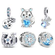 1pc Silver Series Blue Tie Exquisite Pendant Beaded, Squirrel, Puppy Scratch Mark Suitable For Diy Jewelry Making Bracelet Necklaces, As Gifts, Parties