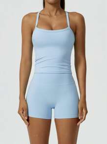 NcmRyu NcmRyu Women's Racerback Yoga Sports Set, Seamless, Quick Dry, Enhances Butt, Suitable For Spring & Summer