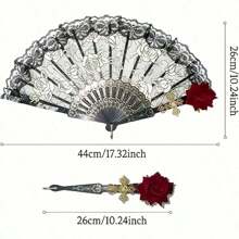 Elegant Vintage Spanish Lace Fans With Rose And Lace Design - Ideal For Women's Gatherings, Weddings And Gifts, Suitable For Halloween, Valentine's Day Summer Cooling,Beach,Travel