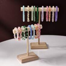 3pcs Wooden T-Shaped Jewelry Display Stand Set, Multifunctional Necklace, Bracelet, Anklet Organizer & Holder, Ideal For Wedding Accessories, Detachable Rack For Keys, Memorabilia, Hair Accessories Storage, Suitable For Counter, Vanity, Bedroom