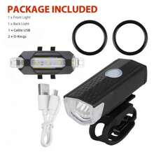 Luz LED recargable por USB para bicicleta, conjunto de faro delantero y trasero para bicicleta de montaña y carretera, accesorios para ciclismo - luz roja blanca - Ver 2