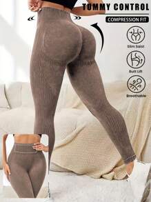 Yoga Futuristic Seamless Wide Waistband Sports Leggings
