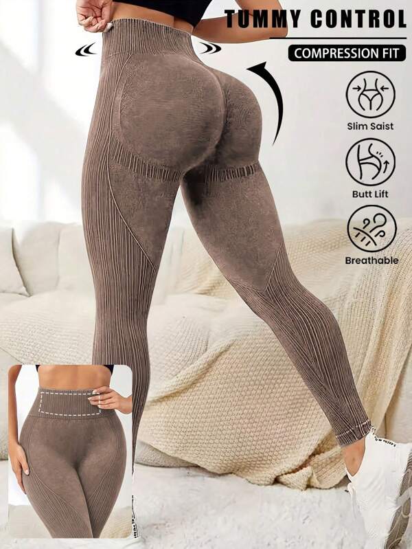 Yoga Futuristic Seamless Wide Waistband Sports Leggings