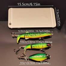 3 Stücke Whopper Angel Köder, Popper aus Biomimetik mit Schwanz, treibender harter Köder, zwei verschiedene Designs für mehr Fischfang