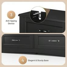 Gizoon 6 Drawer Dresser For Bedroom,47'' Larger Chest Of Drawers With Mental Handle For Kids Room, Black Dresser With 6 Storage Drawers For Living Room, Entryway And Hallway, Black - Black - View 8