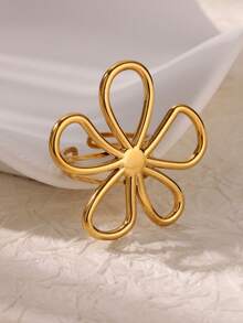 Anéis de aço inoxidável com flor minúscula, zircônia cúbica, banhados a ouro 18K, antidesbotamento, anel ajustável aberto para mulheres, joias douradas estéticas para casamento, acessórios para festa, férias, presentes para mãe/melhores amigas